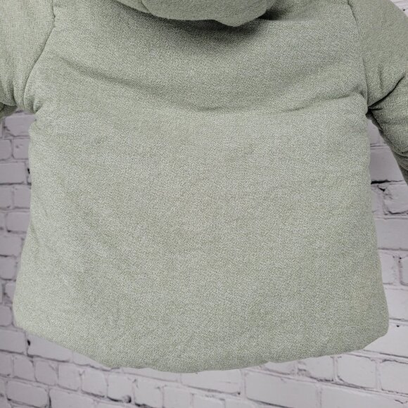 7 For All Mankind  Muted Green 100% Cotton Fur Trim Hooded Jacket Size 24M - Picture 13 of 16